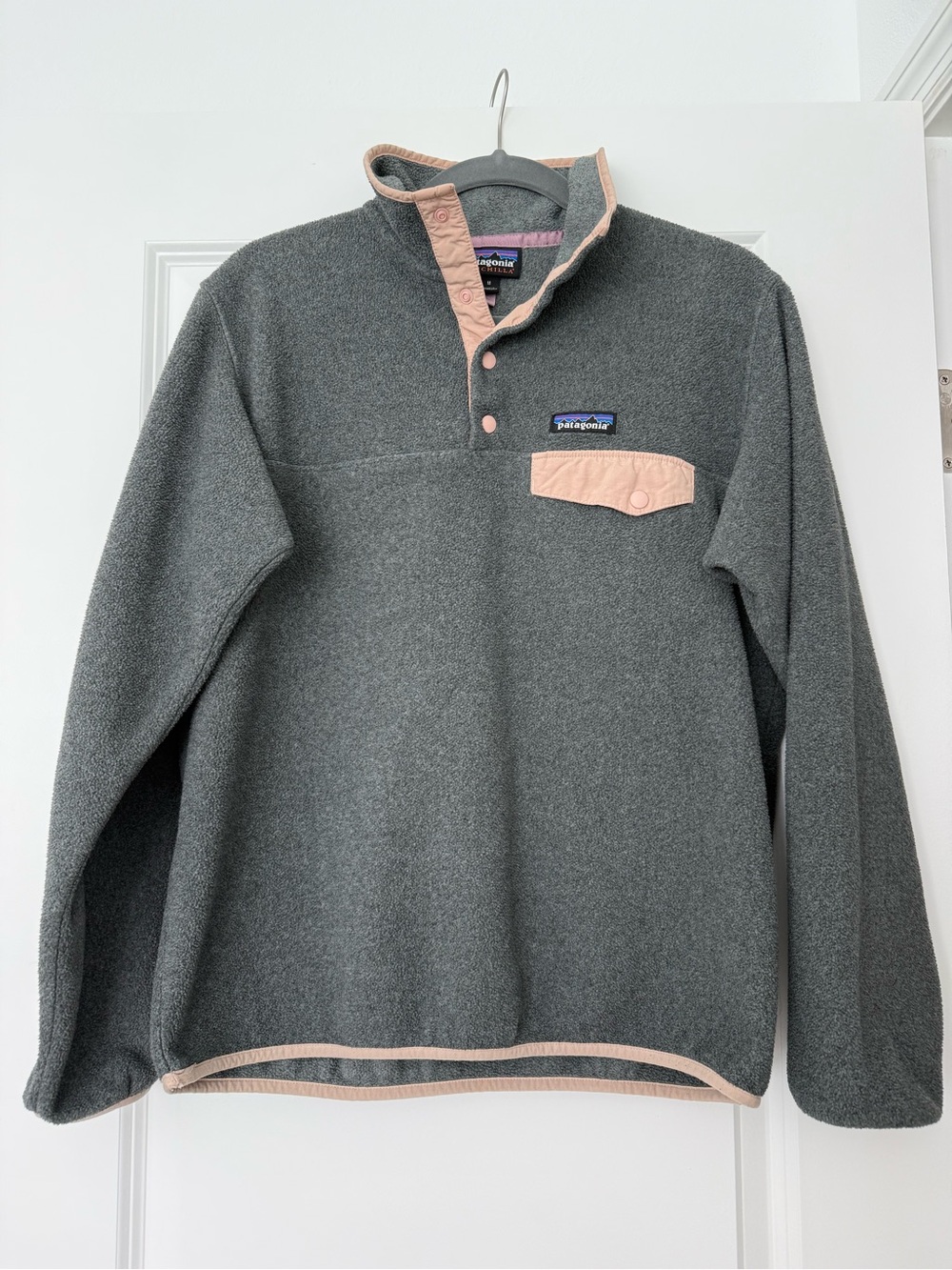 Patagonia lightweight Synchilla Gray with beige Trim